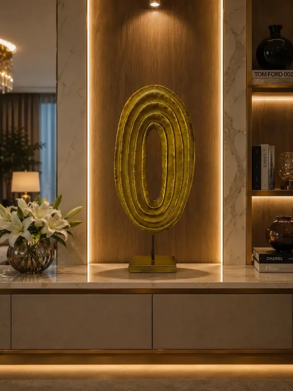 Escultura Decorativa em Polirresina Dourado Envelhecido para Ambientes Sofisticados