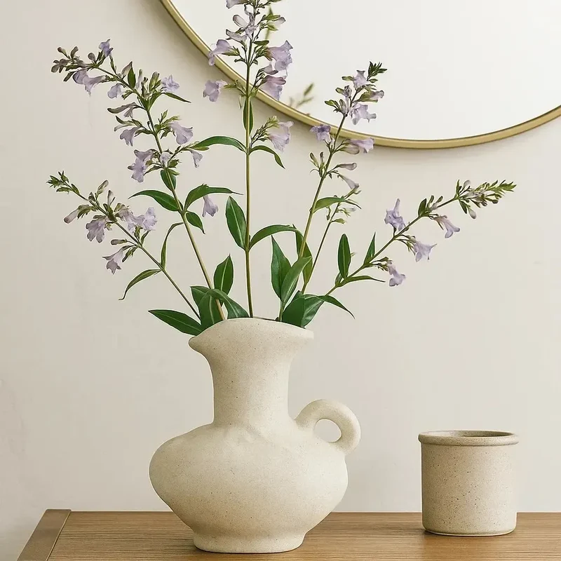Vaso Cerâmica Off White 22,5x18,5x17cm Mart