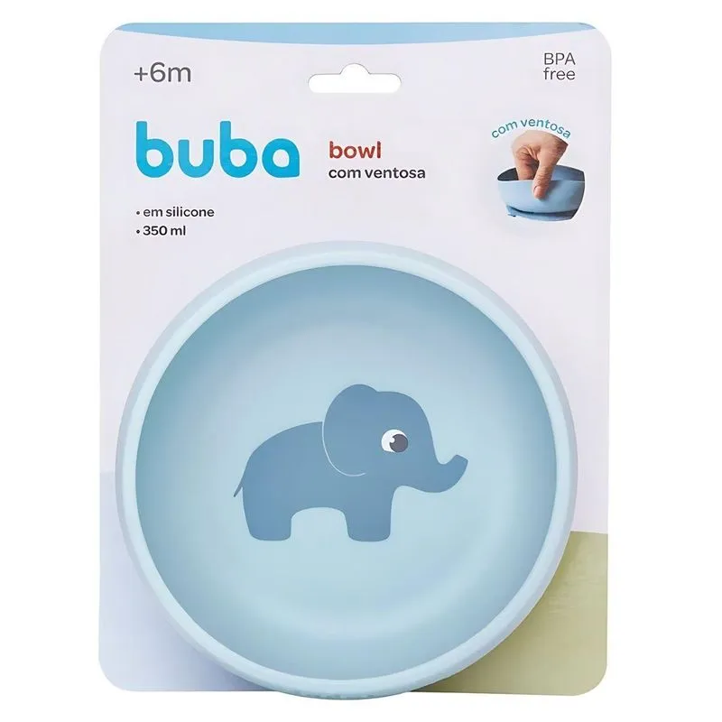 Bowl Em Silicone Com Ventosa Azul Elefante 20893 - Buba