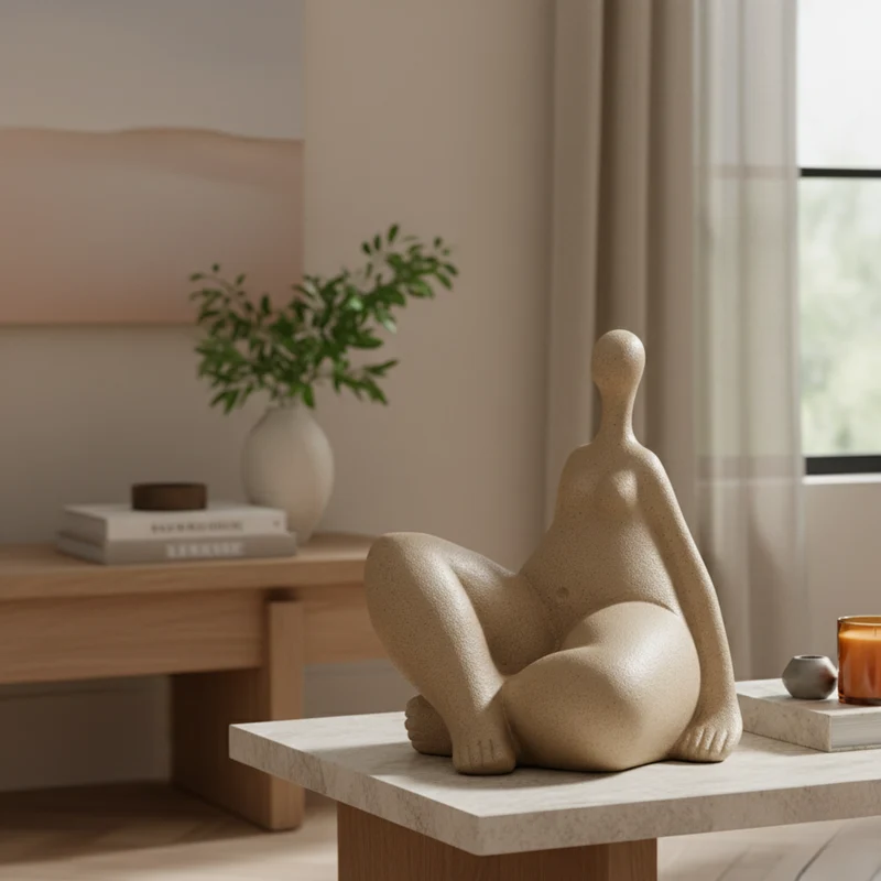 Escultura Mulher em Poliresina Areia Mart 19,5x14x15cm