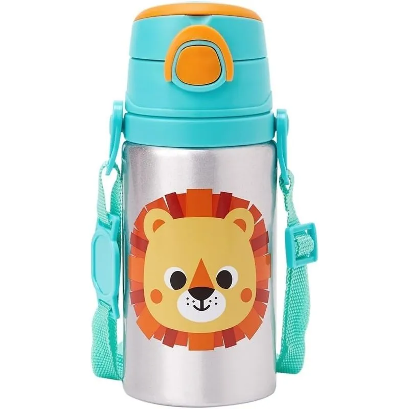 Garrafinha Buba Aluminio C/Canudo Zoo Leão 450ml