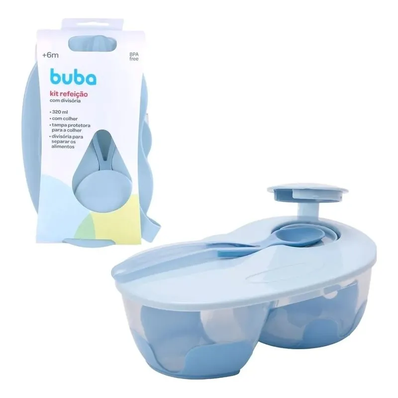 Kit Refeição Buba Com Divisoria Azul 320ml
