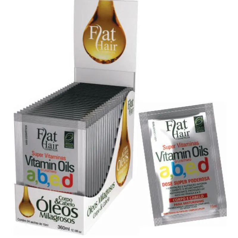 Display Sachê Vitamin Oils Vegano Flat Hair C/24 Un 15 Ml