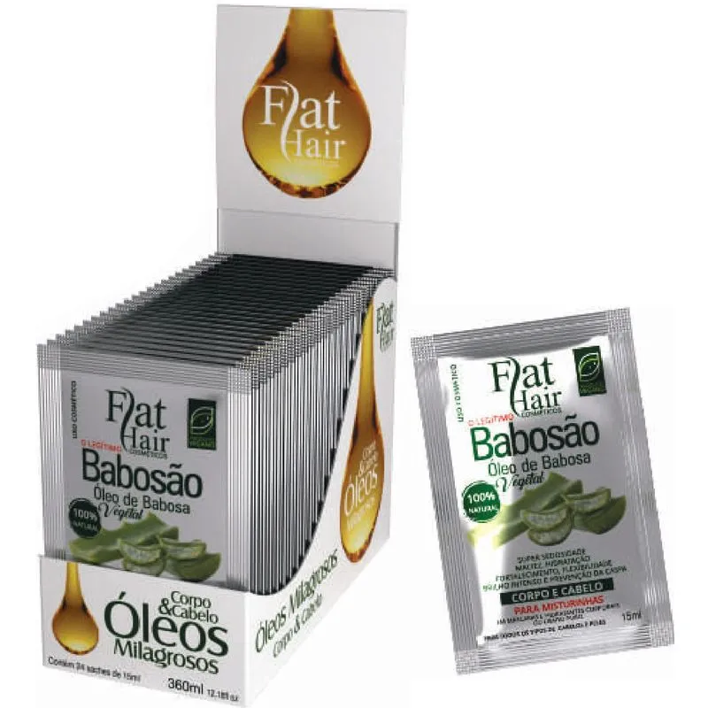 Display Sachê Óleo Babosão Vegano Flat Hair C/24 Un 15 Ml