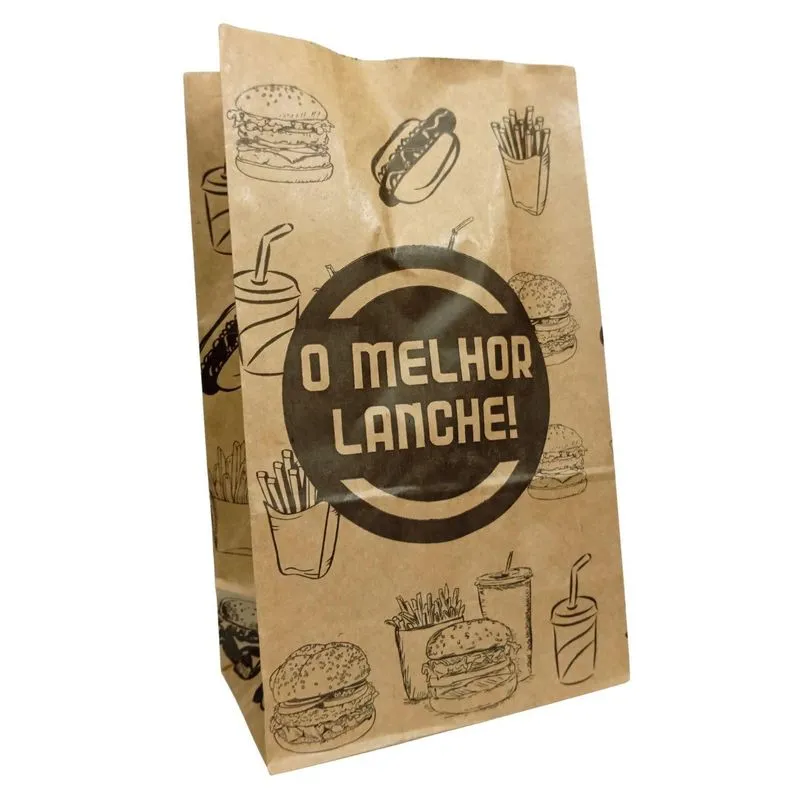 Saco Semi Kraft Sos 5kg C/100un Lanche Impresso