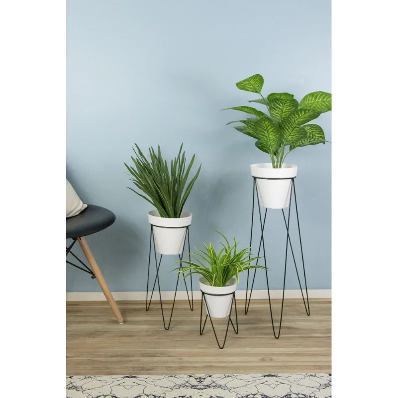 3 Suportes Tripé C/ Vasos - Areia - Design Up Living