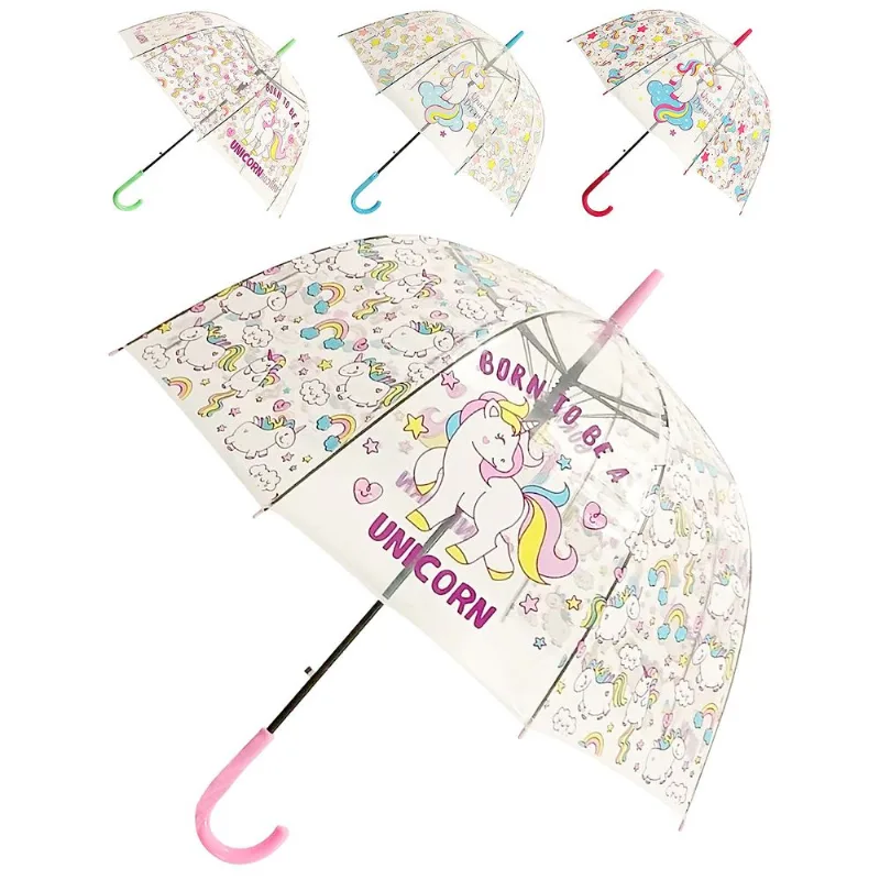 Guarda Chuva Infantil Unicórnio 82cm em Plástico Facinato SORTIDOS