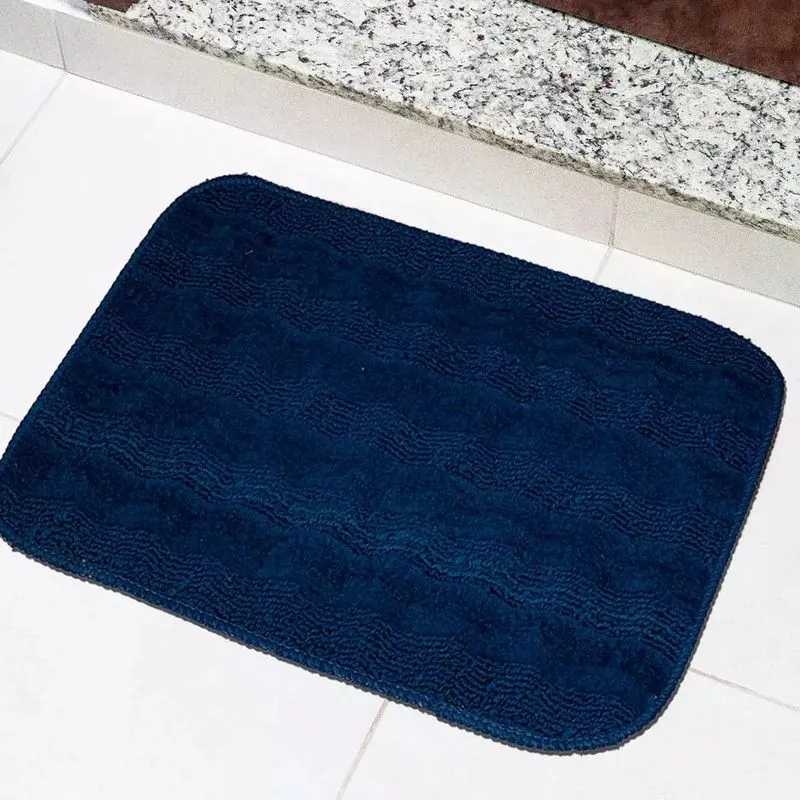 Tapete para Banheiro Tapetes Junior Esmeralda em Polipropileno 40x60cm Azul Petróleo Antiderrapante