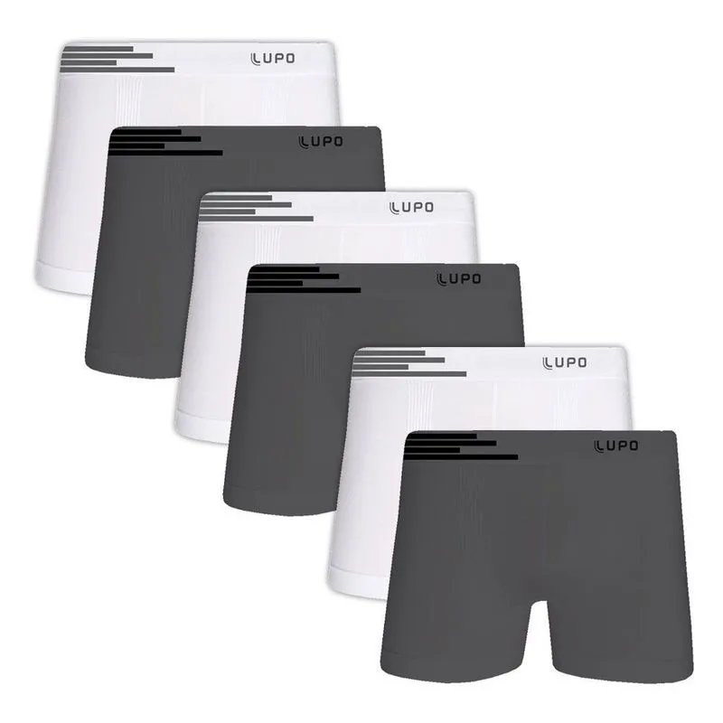 Kit com 6 Cuecas Boxer Microfibra Sem Costura 436-088 - Lupo
