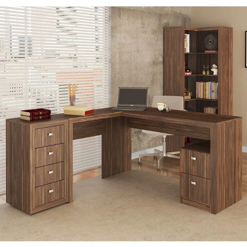 Conjunto para Escritório 3 Peças Nogal Tecno Mobili - Gran Belo