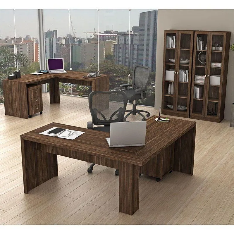 Conjunto Para Home Office 06 Peças Nogal - Tecno Mobili