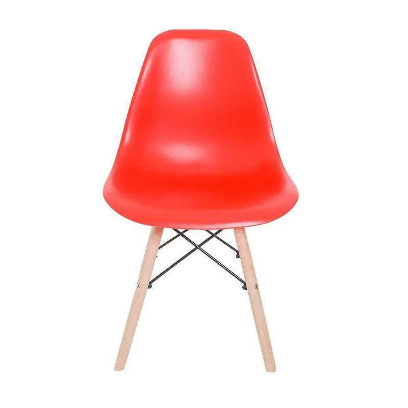 Cadeira Eiffel Charles Eames Em Abs Com Base De Madeira Dsw Vermelho - Facthus