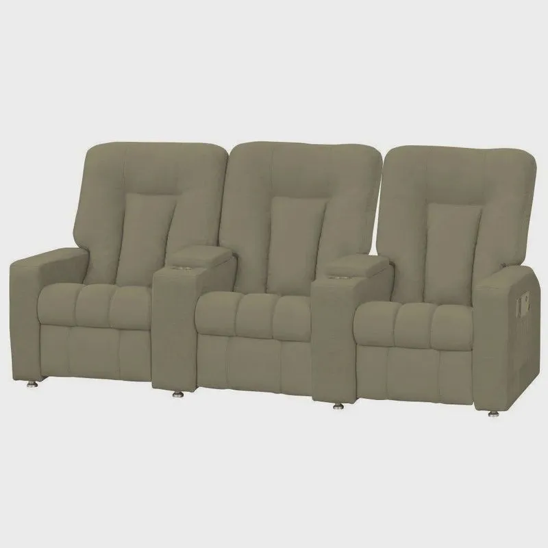 Poltrona Tripla Reclinável para Cinema Jetta MX9 Veludo Bege B-255 - Matrix