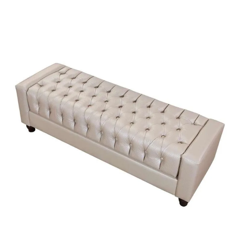 Puff com Pés de Madeira Paris Tcs-355 Branco Perfan