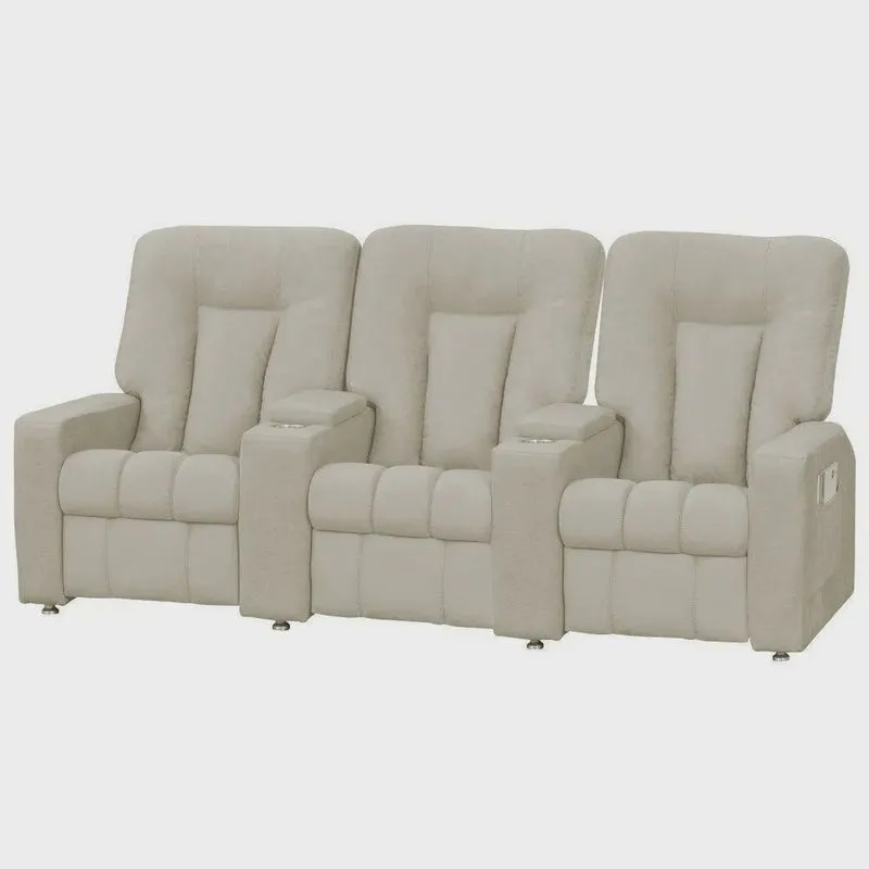 Poltrona Tripla Reclinável para Cinema Jetta MX9 Suede Pena Bege B-374 - Matrix
