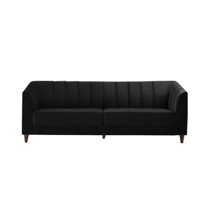 Sofá 3 Lugares Charlô 190cm Veludo Preto Gran Belo