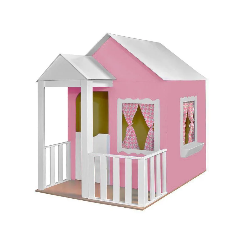 Casinha de Brinquedo com Cercado Rosa/branco Criança Feliz - Gran Belo
