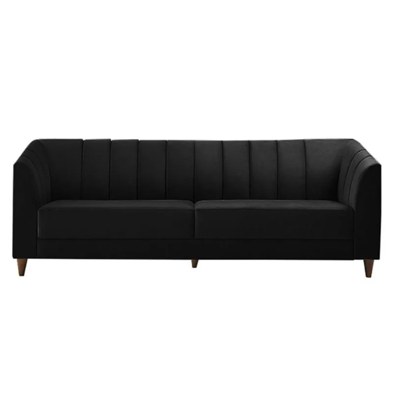 Sofá 3 Lugares Charlô 230cm Veludo Preto Gran Belo