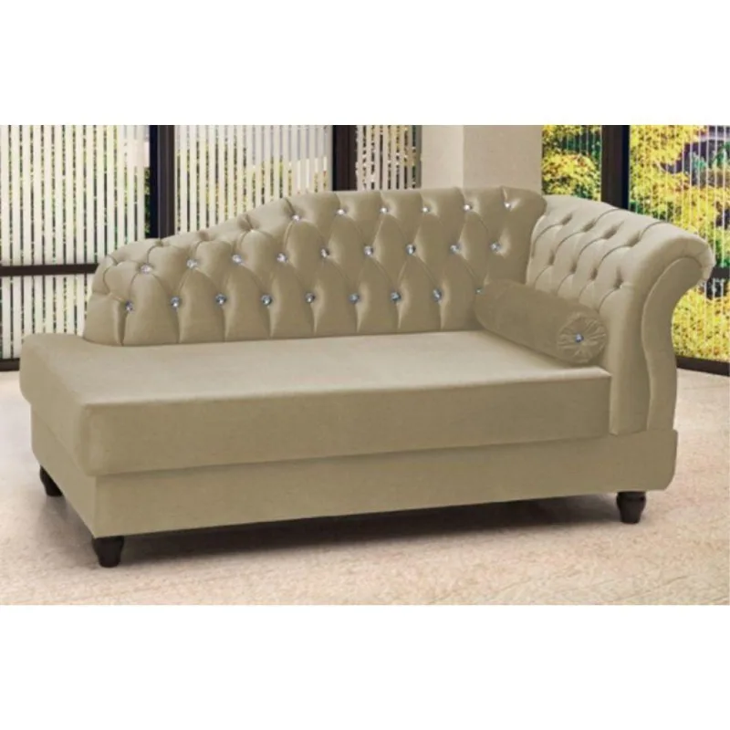 Chaise Estofada Pés Madeira Vega Tcs-355 Bege Metal Perfan
