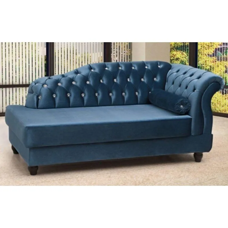 Chaise Estofada Pés Madeira Vega Tcs-358 Azul Metal Perfan