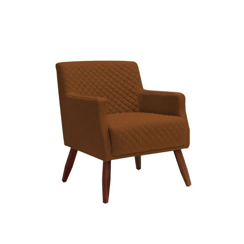 Poltrona Decorativa Nagoya Pés Madeira Corano Caramelo