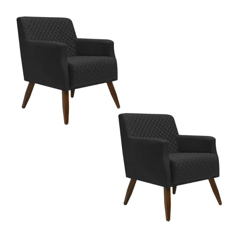 Kit 2 Poltronas Decorativa Nagoya Pés Madeira