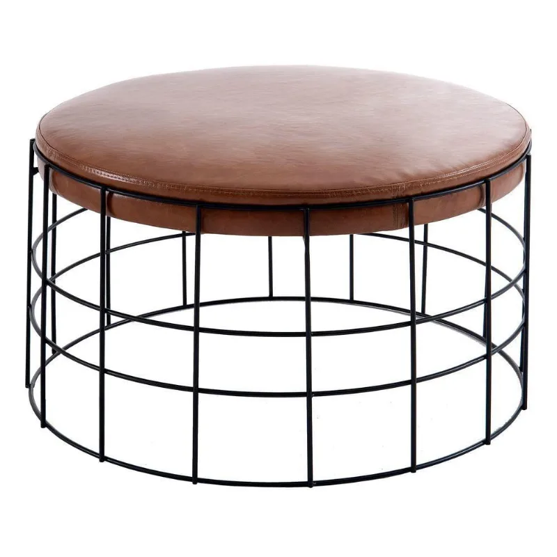 Puff Decorativo Alpes 60cm Couro Marrom Gran Belo