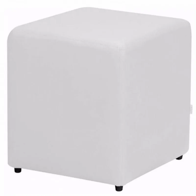 Puff Quadrado Corino Branco Nay Estofados