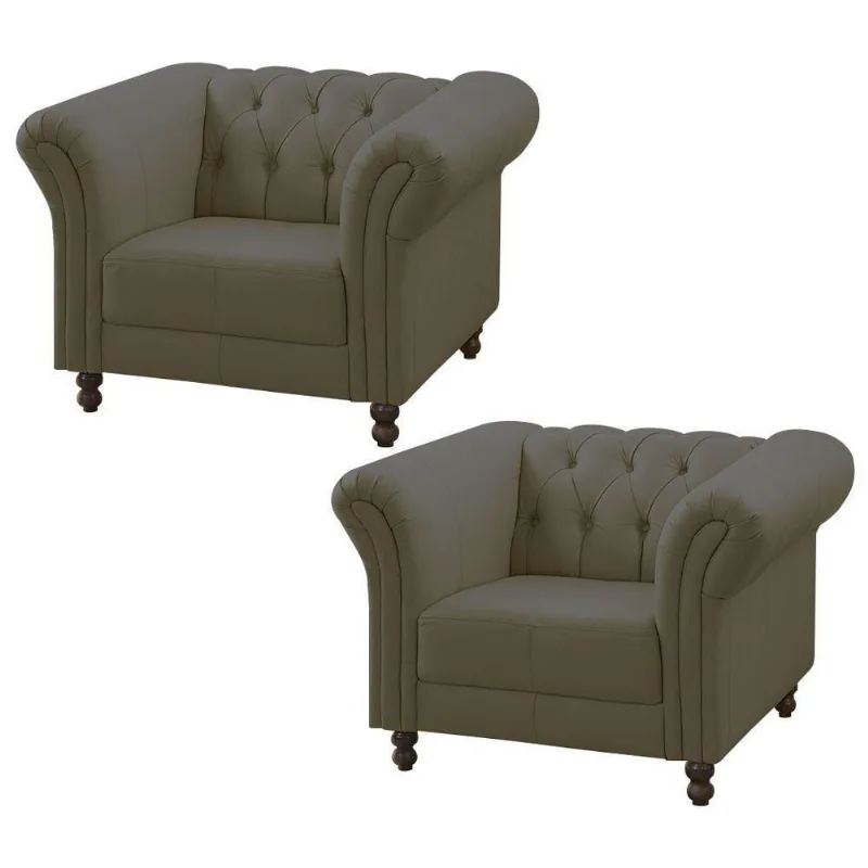 Kit 02 Poltronas Decorativa Bérgamo Couro Fendi Gran Belo
