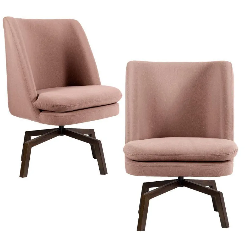 02 Poltronas Decorativas Giratória Sala De Estar Megara Rosa