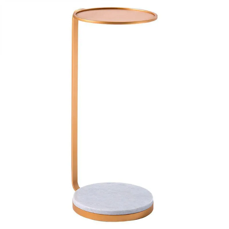 Mesa de Aproximação Drink 30cm Aço Dourado/Mármore Branco - Gran Belo