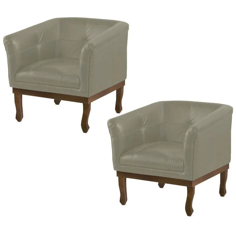 Kit 2 Poltronas Decorativa Noah Couro Fendi