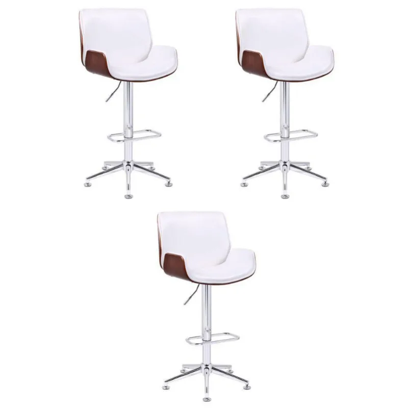 Kit 03 Banquetas Agra Giratória Regulagem Cromado Pu Branca