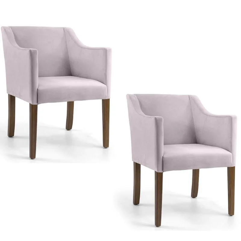 Kit 02 Poltronas Decorativas Sala De Estar Beta Veludo Rosê