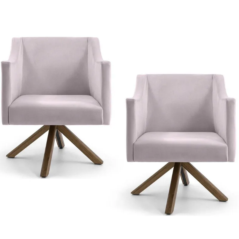 02 Poltronas Decorativas Sala De Estar Beta Veludo Rosê