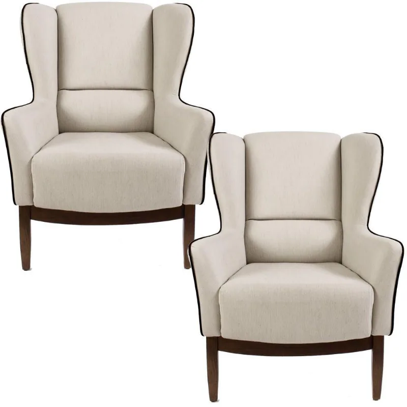 02 Poltronas Decorativas Sala de Estar Chelsea Bege