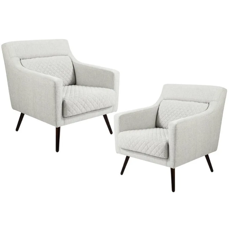 02 Poltronas Decorativas Sala Estar Pés Palito Algodão Mary