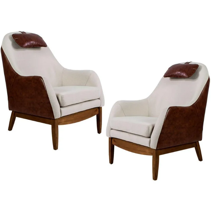 02 Poltronas Decorativas Sala De Estar Ema Linho
