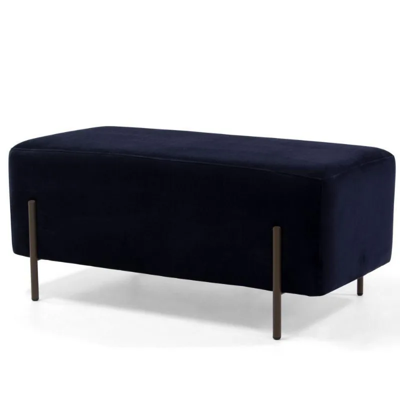 Puff Banqueta Heron Veludo Azul Gran Belo