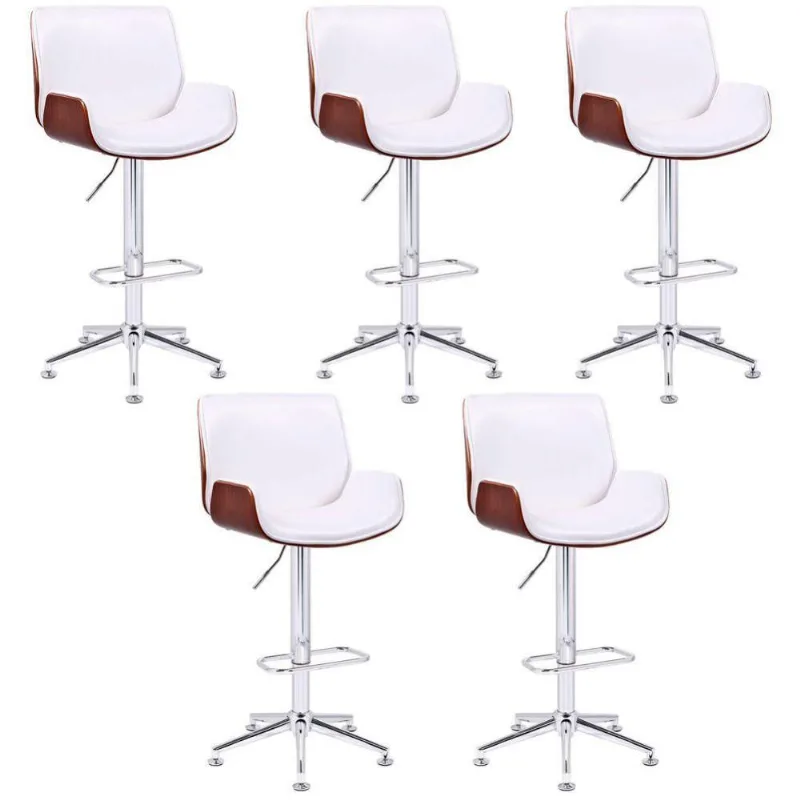 Kit 05 Banquetas Giratória Base Estrela Aço Branca Gran Belo
