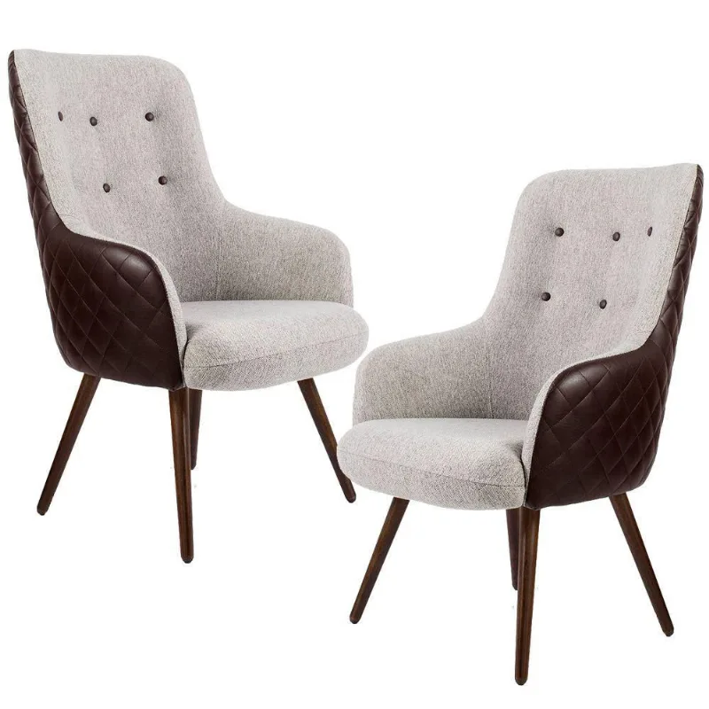02 Poltronas Decorativas Sala De Estar Suzy Courotex Marrom
