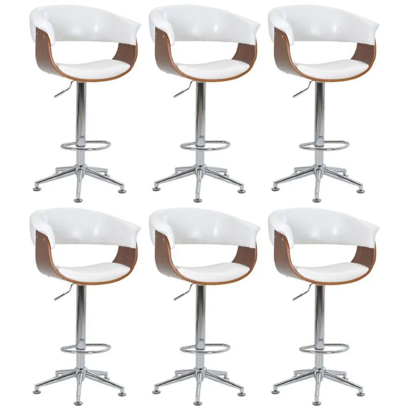 Kit 06 Banquetas para Cozinha Giratória Brenna Base Estrela Pu Branco Gran Belo