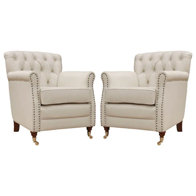 Kit 02 Poltronas Decorativas Sala de Estar Níger Pés Príncipe Off White - Gran Belo