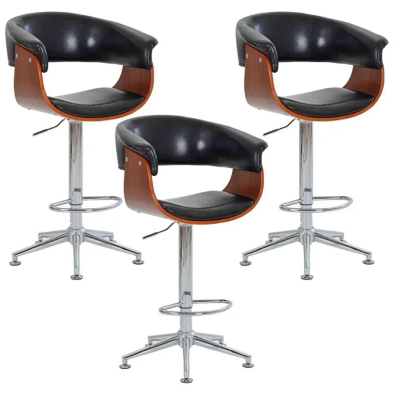 Kit 03 Banquetas para Cozinha Giratória Brenna Base Estrela Pu Preto Gran Belo
