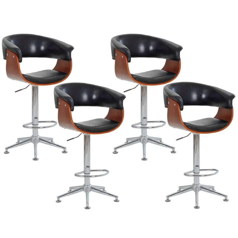 Kit 04 Banquetas para Cozinha Giratória Brenna Base Estrela Pu Preto Gran Belo