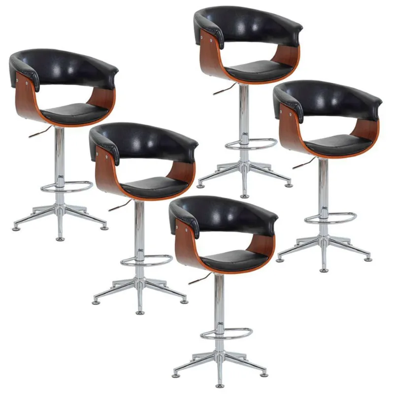 Kit 05 Banquetas para Cozinha Giratória Brenna Base Estrela Pu Preto Gran Belo