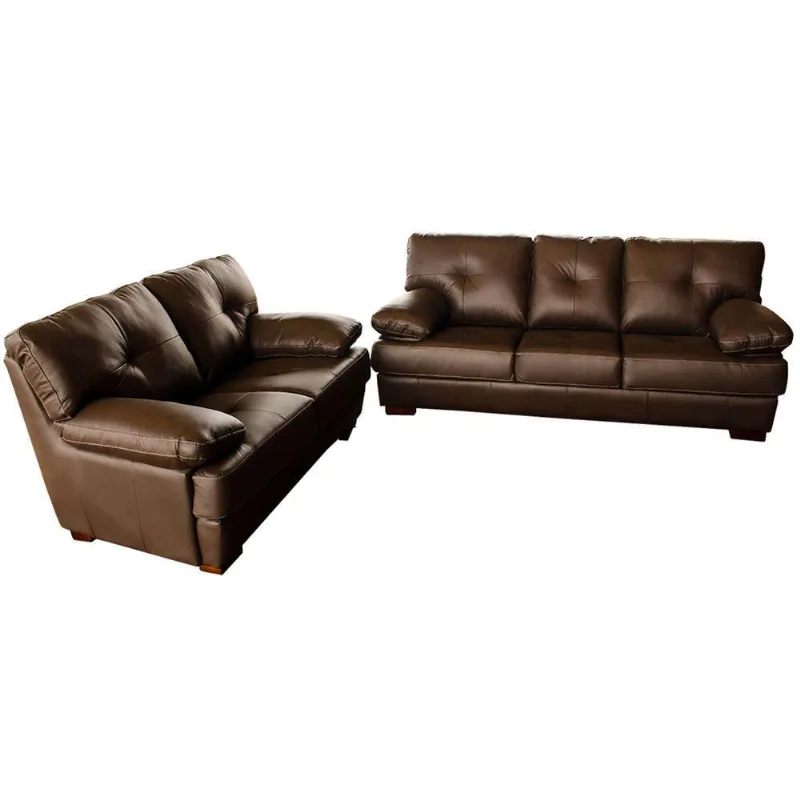 Conjunto de Sofás 2 e 3 Lugares Couro Capucino Gran Belo