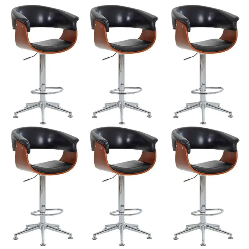 Kit 06 Banquetas para Cozinha Giratória Brenna Base Estrela Pu Preto Gran Belo
