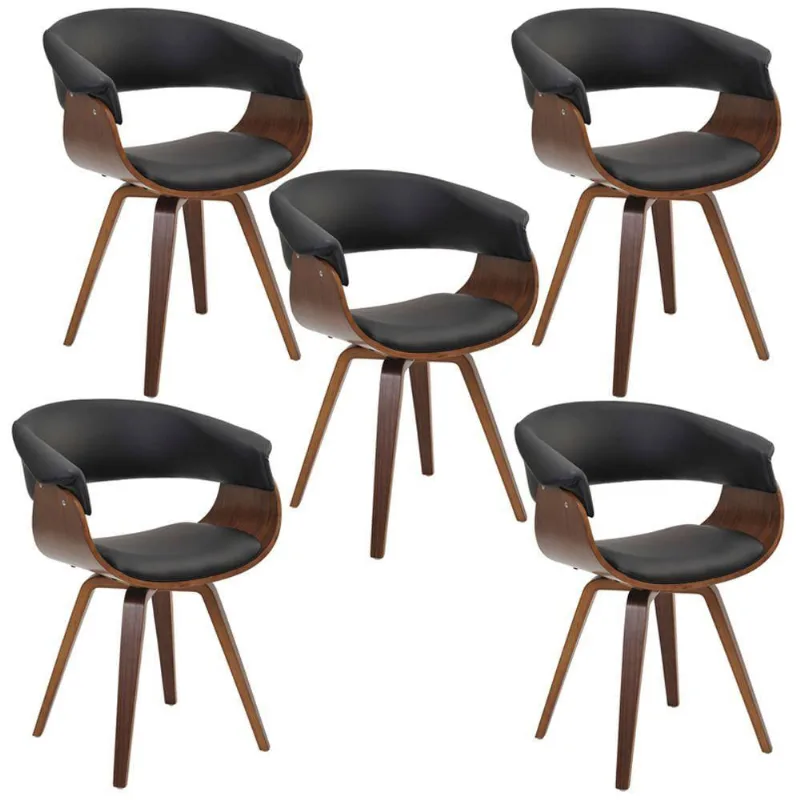 Kit 05 Cadeiras Decorativas para Escritório Recepção Ohana Fixa Pu Preto Gran Belo - Gran Belo