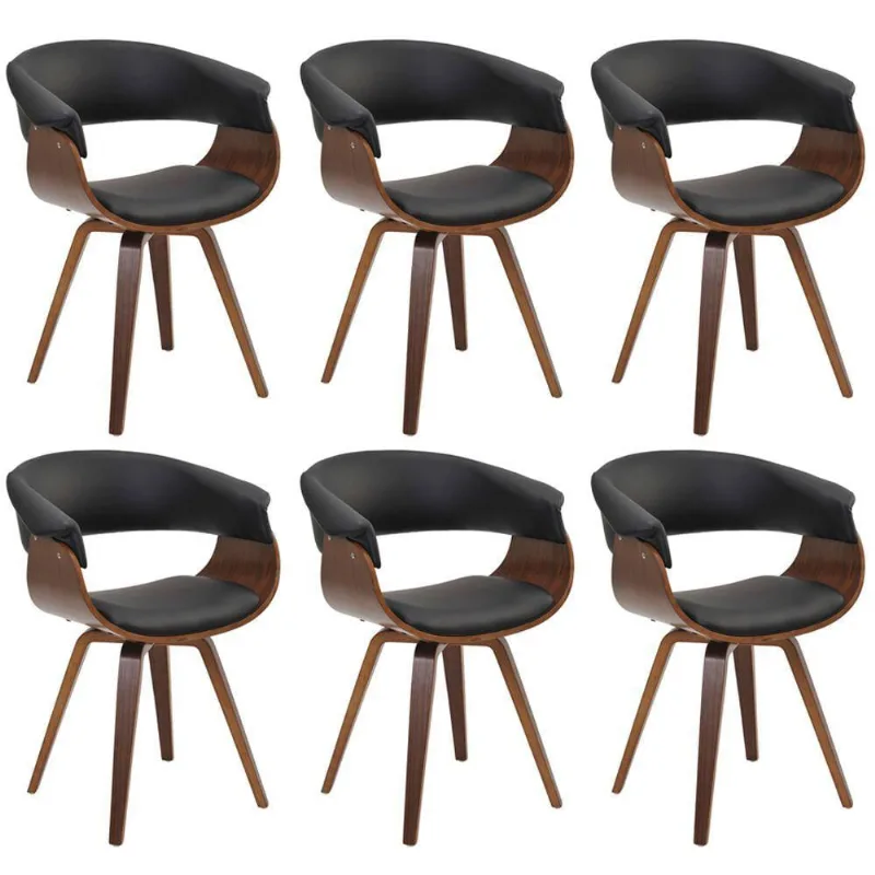 Kit 06 Cadeiras Decorativas para Escritório Recepção Ohana Fixa Pu Preto Gran Belo - Gran Belo